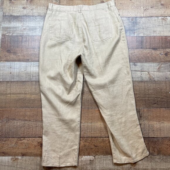 Lauren Jeans Co Ralph Lauren Tan Linen Capri Pants size 12 - Picture 5 of 5